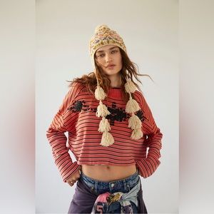 Free People Embellished Cropped Shirt | Size XL